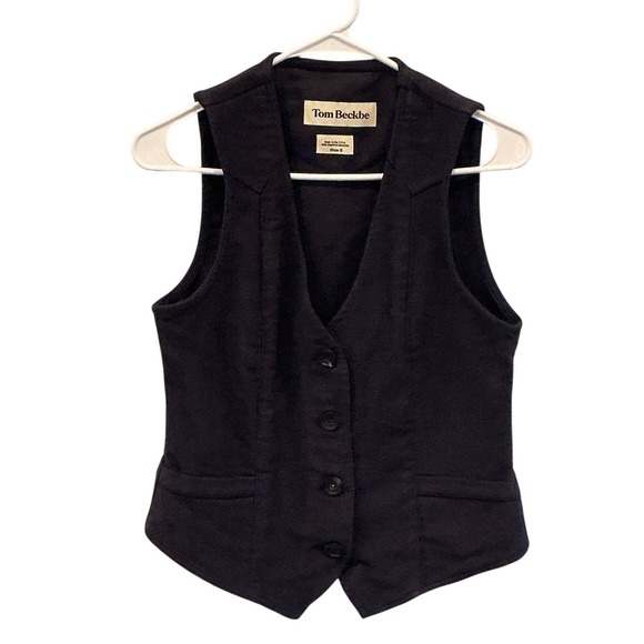 Tom Beckbe Jackets & Blazers - Tom Beckbe Womens Navy Blue Heavyweight Cotton Moleskin Vest Outdoor Frontier S